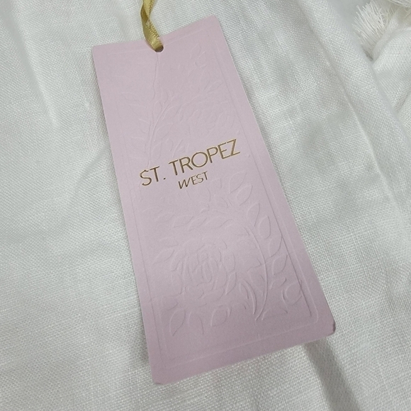 NWT St.Tropez West 100% Linen Elastic Waist Tassle Leg Pull-on Pants Women's S - Picture 2 of 10